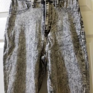 Gray acid wash denim jeans